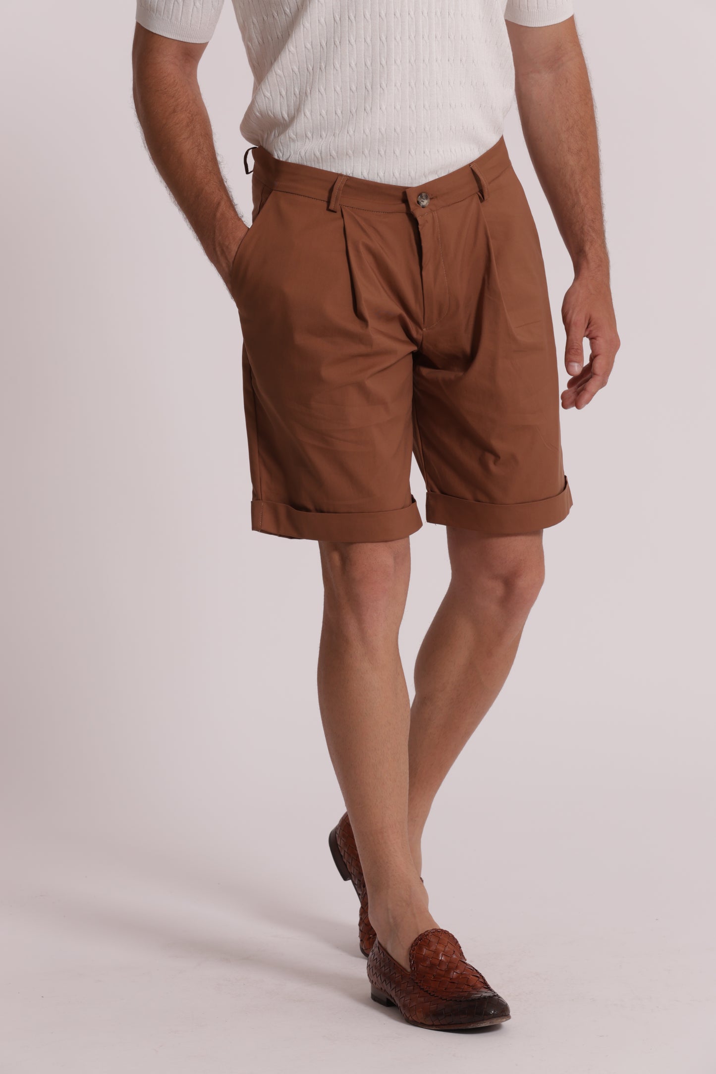 BERMUDA MISTO COTONE CON PINCES