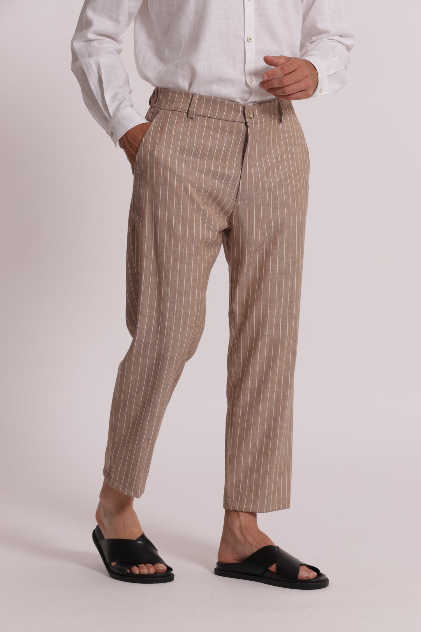 PANTALONI RIGHE MISTO LYOCELL