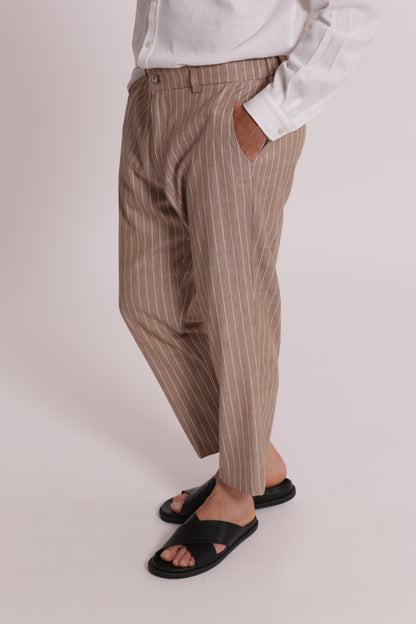 PANTALONI RIGHE MISTO LYOCELL