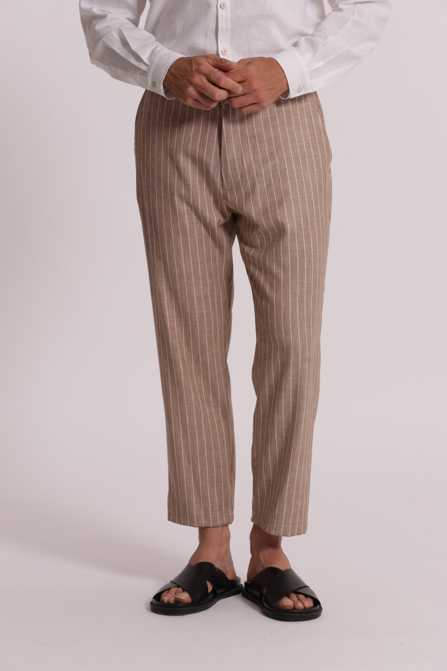 PANTALONI RIGHE MISTO LYOCELL