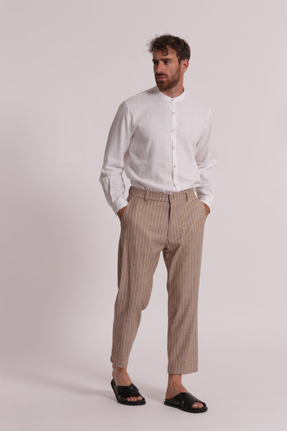 PANTALONI RIGHE MISTO LYOCELL