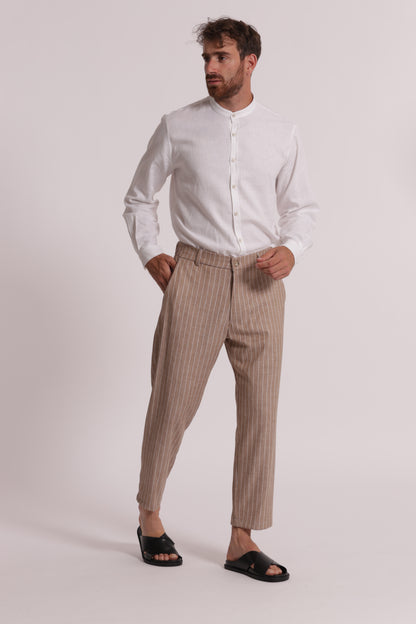 PANTALONI RIGHE MISTO LYOCELL