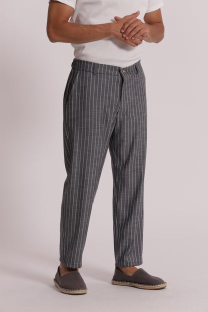 PANTALONI RIGHE MISTO LYOCELL
