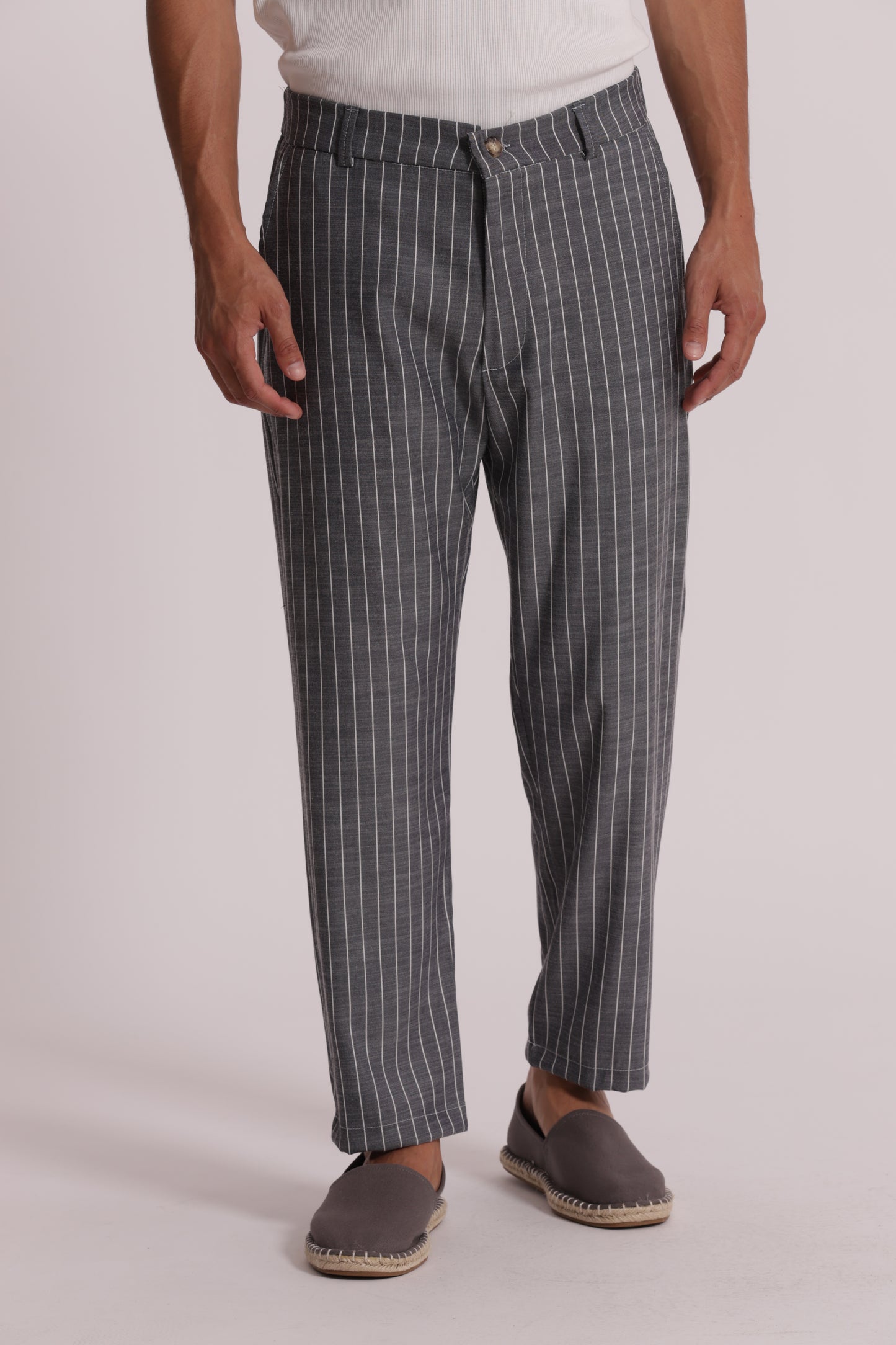 PANTALONI RIGHE MISTO LYOCELL