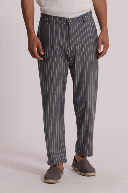 PANTALONI RIGHE MISTO LYOCELL