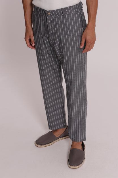 PANTALONI RIGHE MISTO LYOCELL