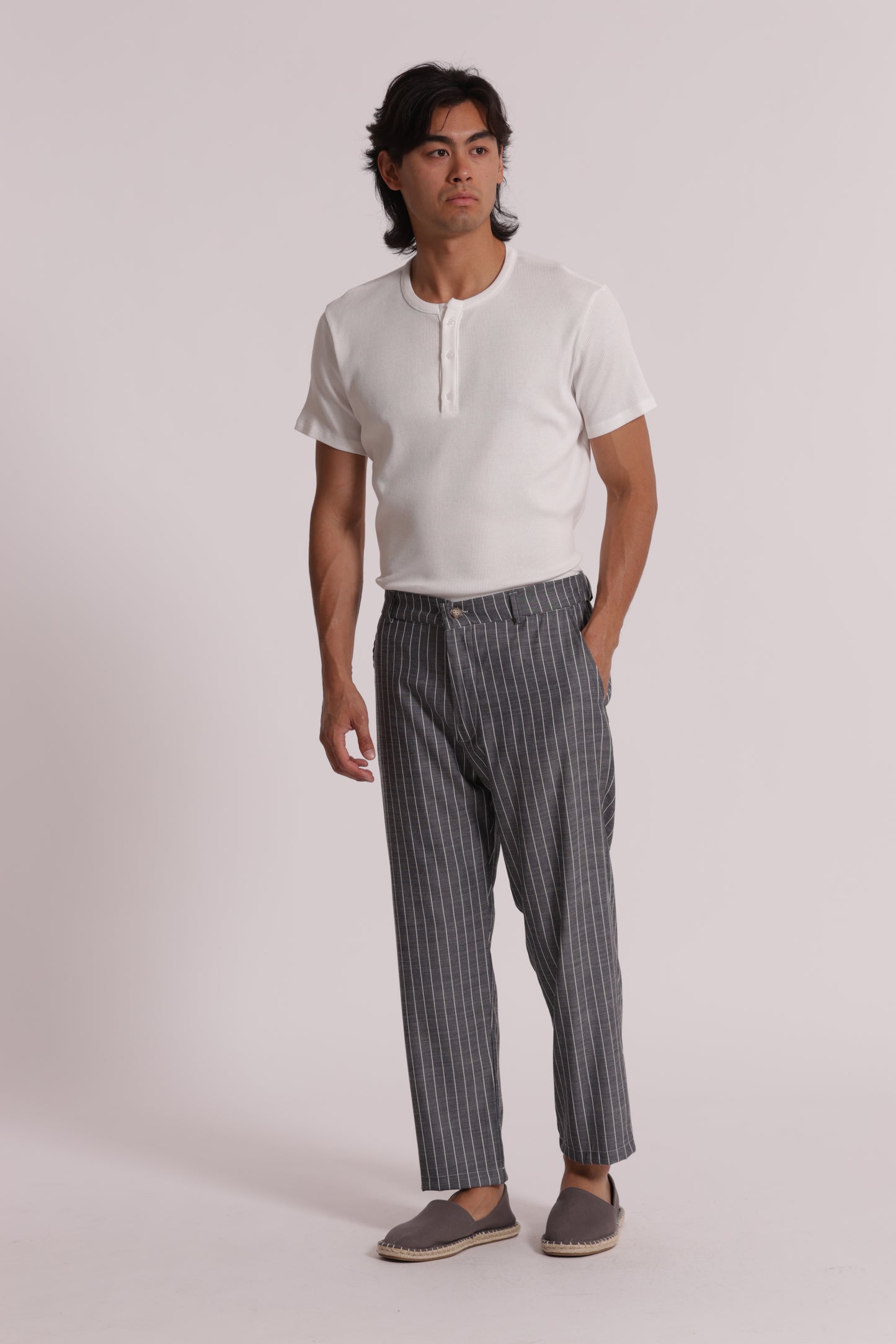 PANTALONI RIGHE MISTO LYOCELL