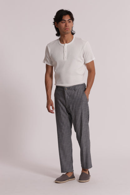 PANTALONI RIGHE MISTO LYOCELL