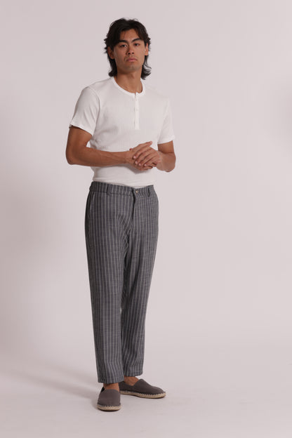 PANTALONI RIGHE MISTO LYOCELL