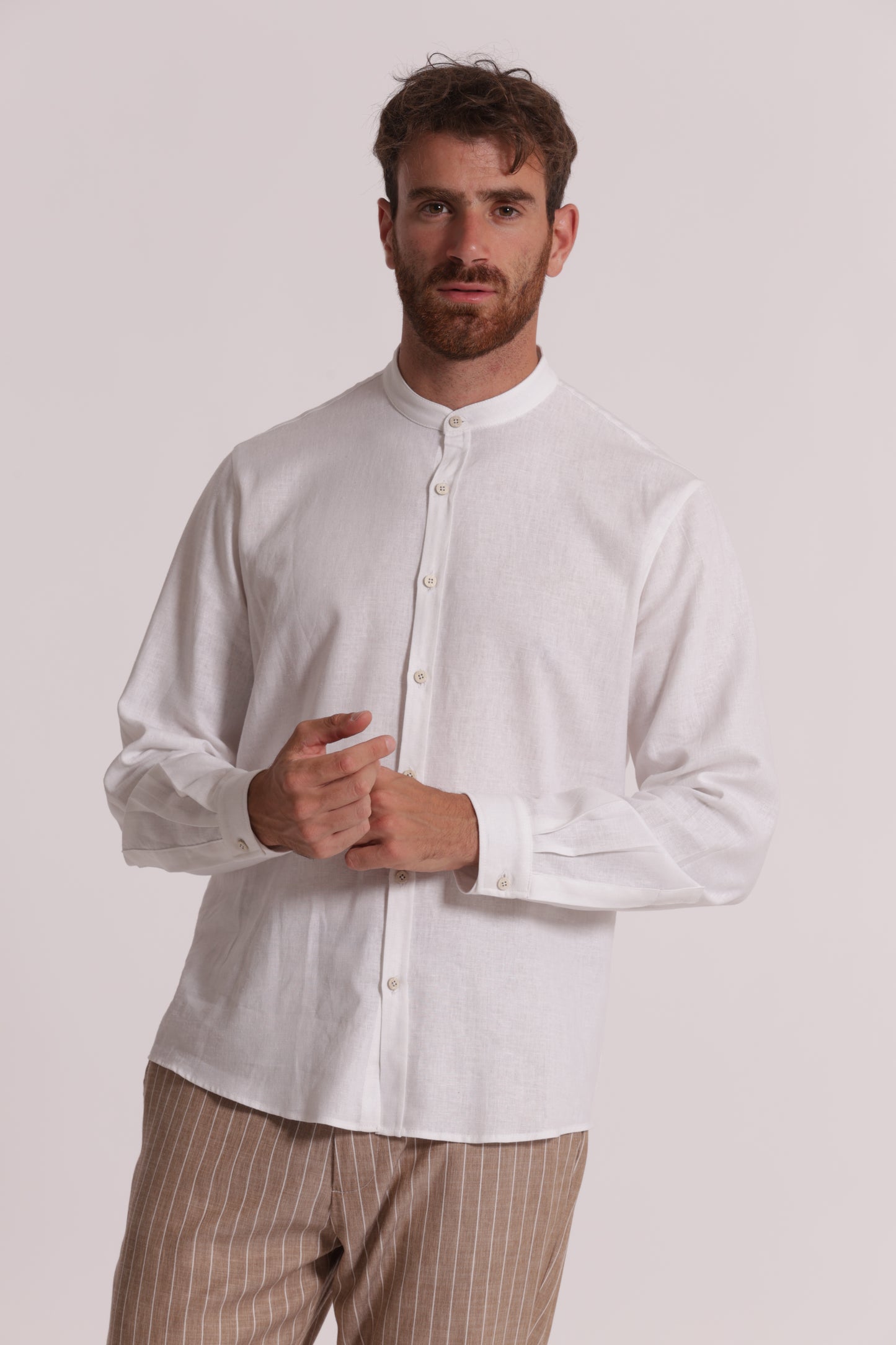 CAMICIA IN LINO COLLO COREANA