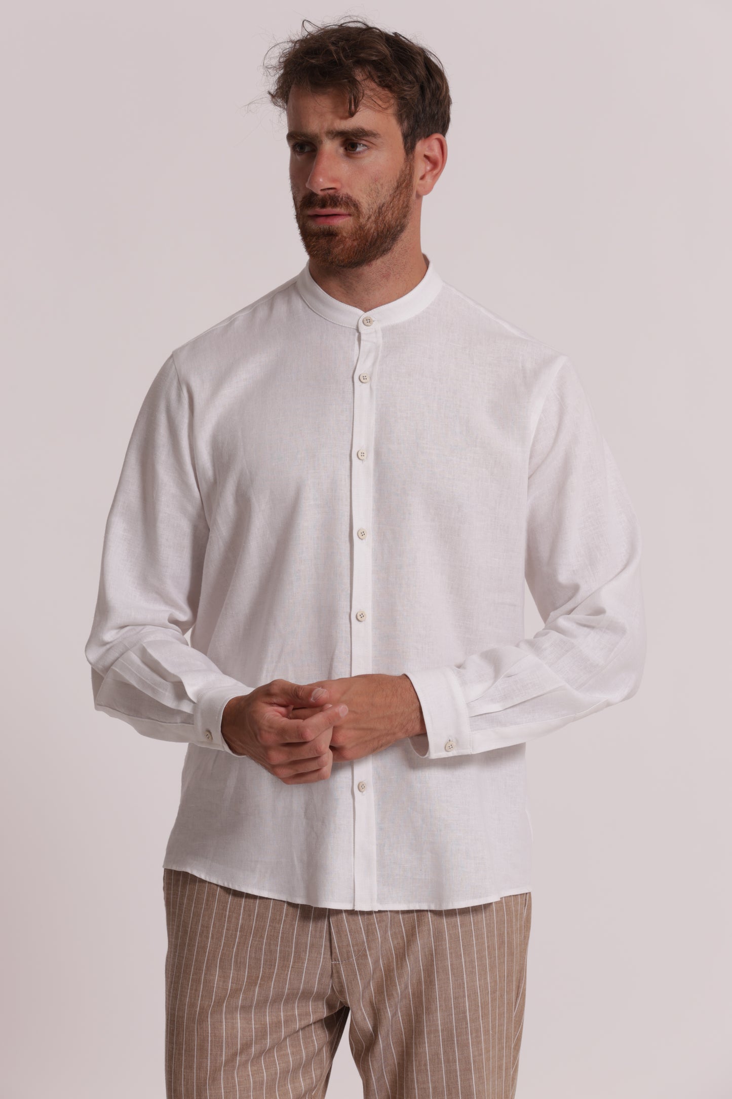 CAMICIA IN LINO COLLO COREANA