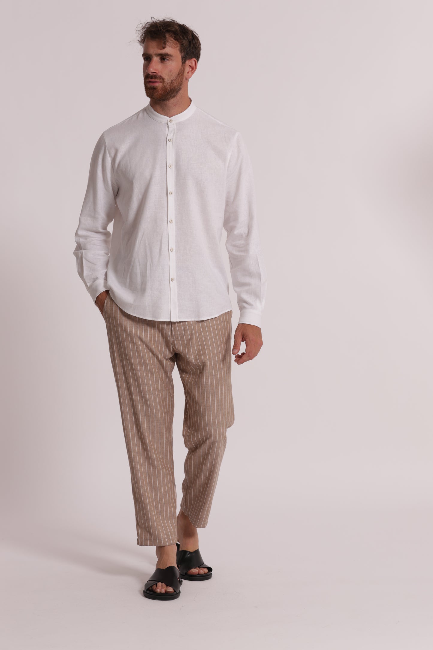 CAMICIA IN LINO COLLO COREANA