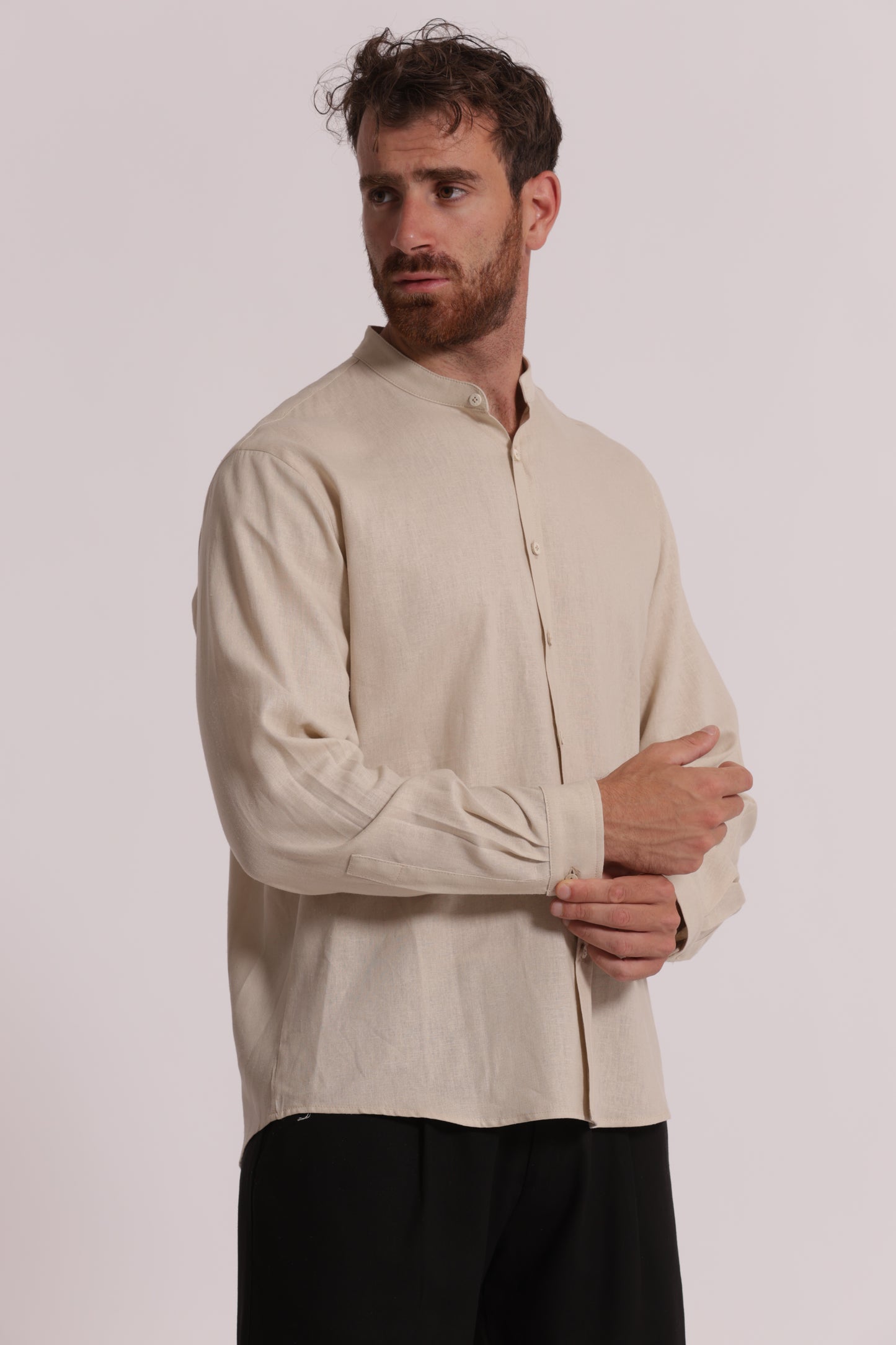 CAMICIA IN LINO COLLO COREANA