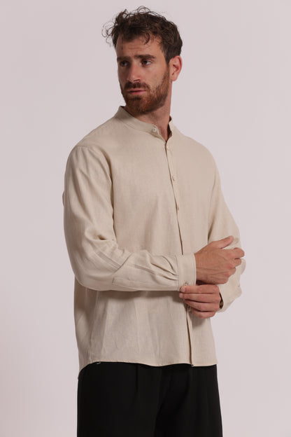 CAMICIA IN LINO COLLO COREANA