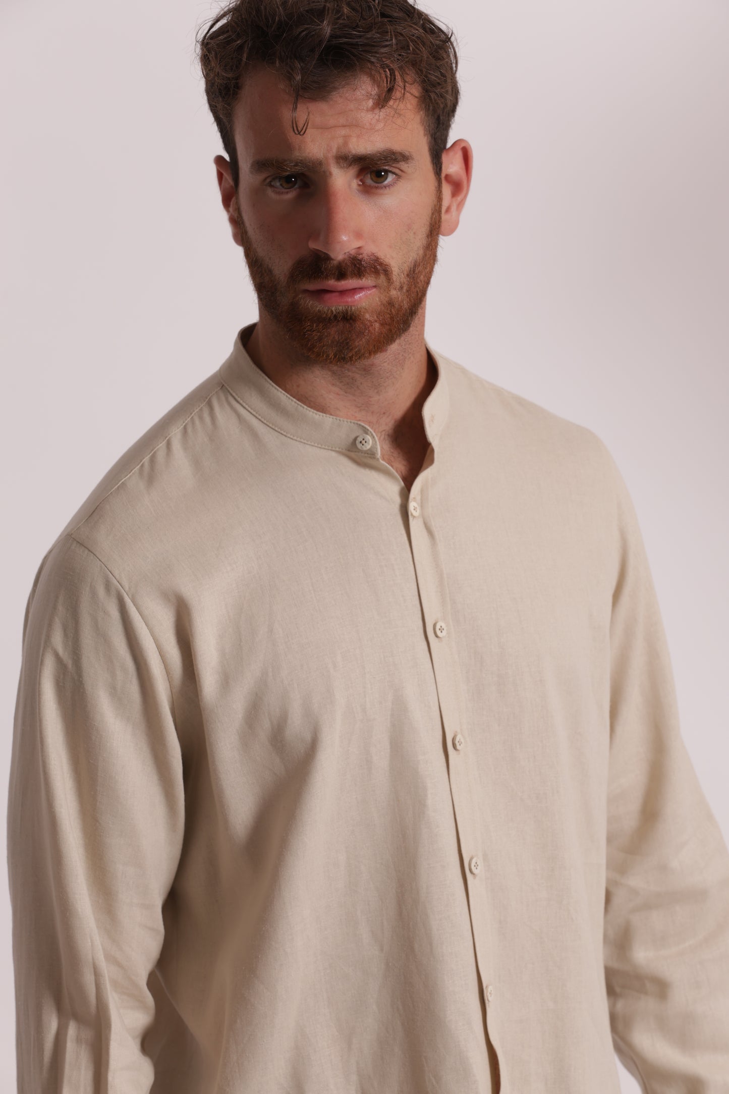 CAMICIA IN LINO COLLO COREANA