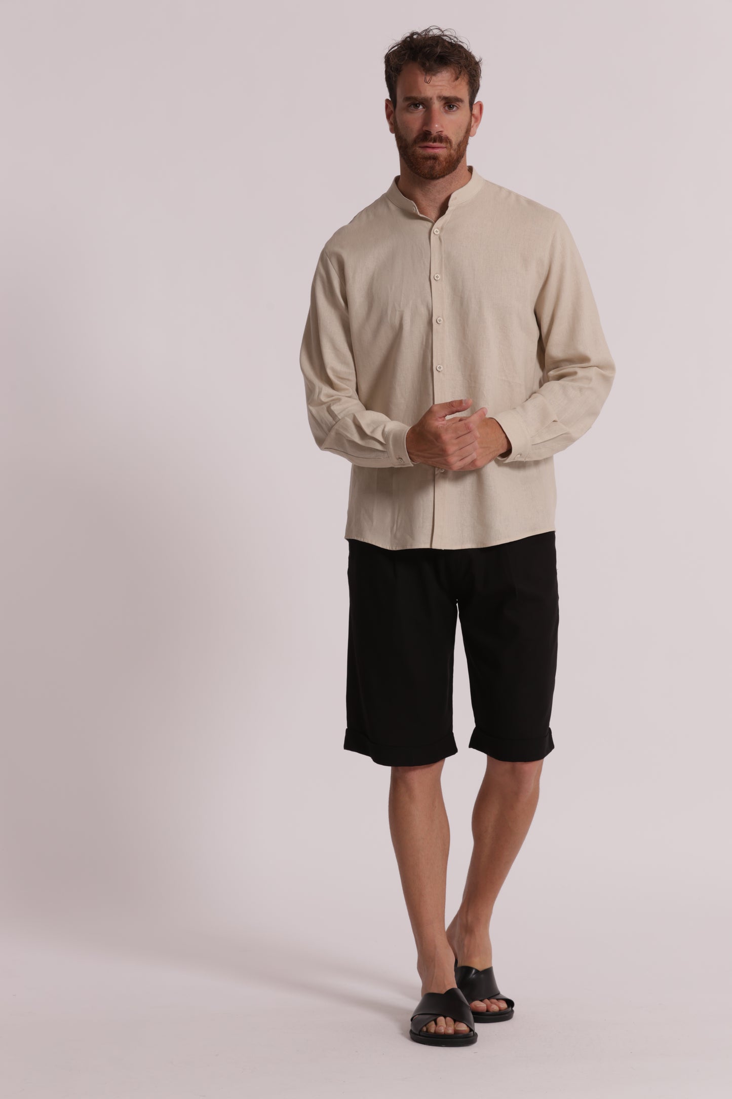 CAMICIA IN LINO COLLO COREANA