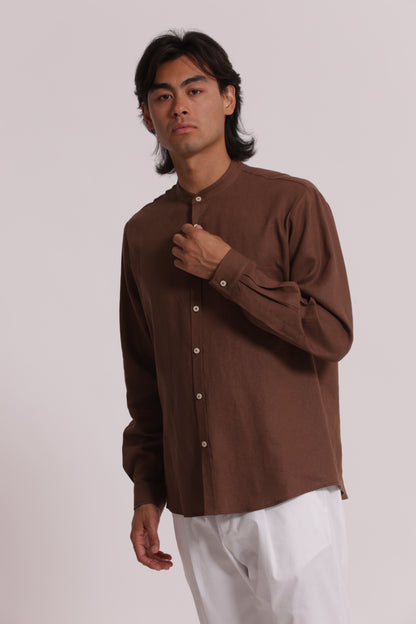 CAMICIA IN LINO COLLO COREANA