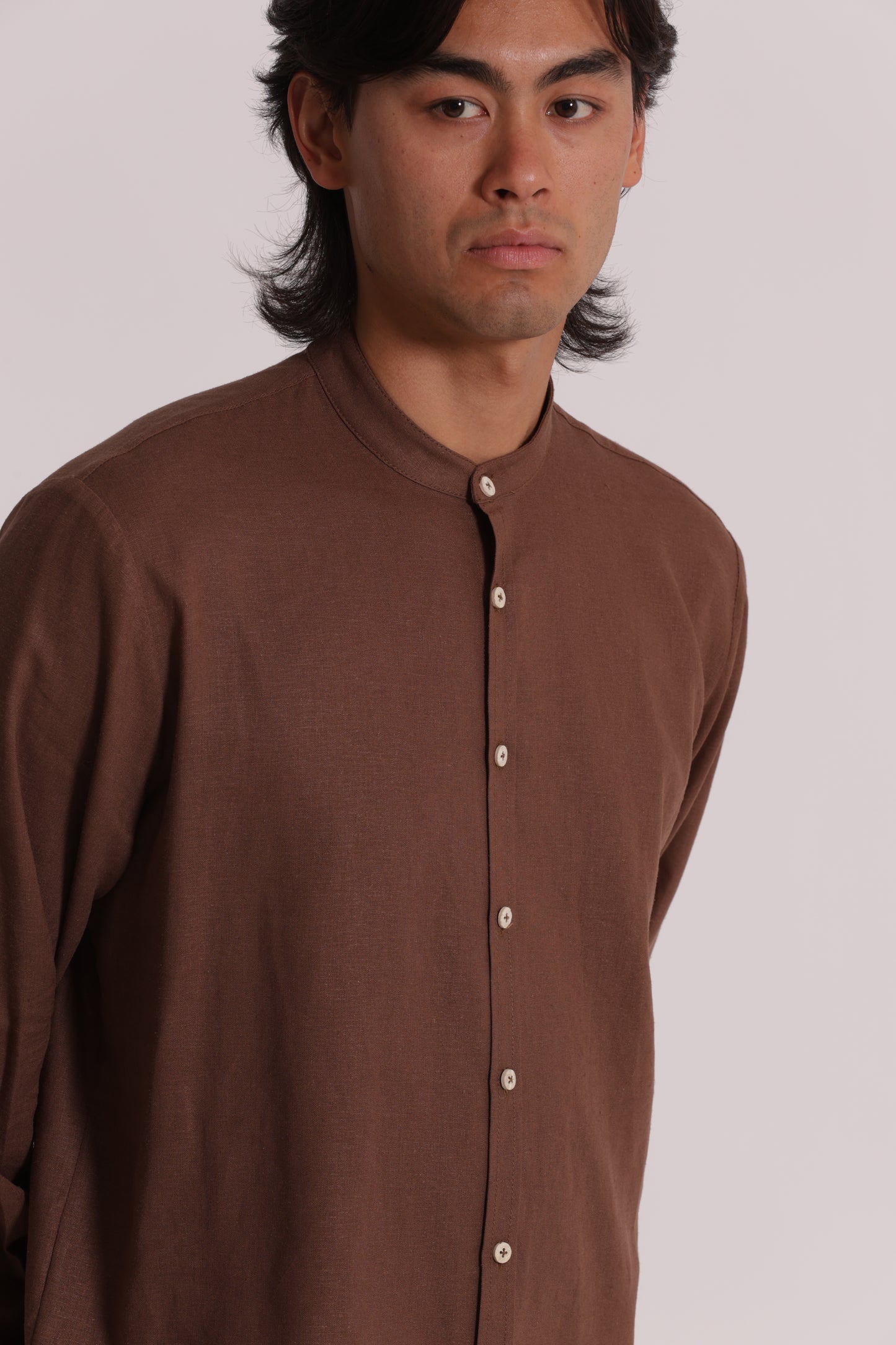 CAMICIA IN LINO COLLO COREANA