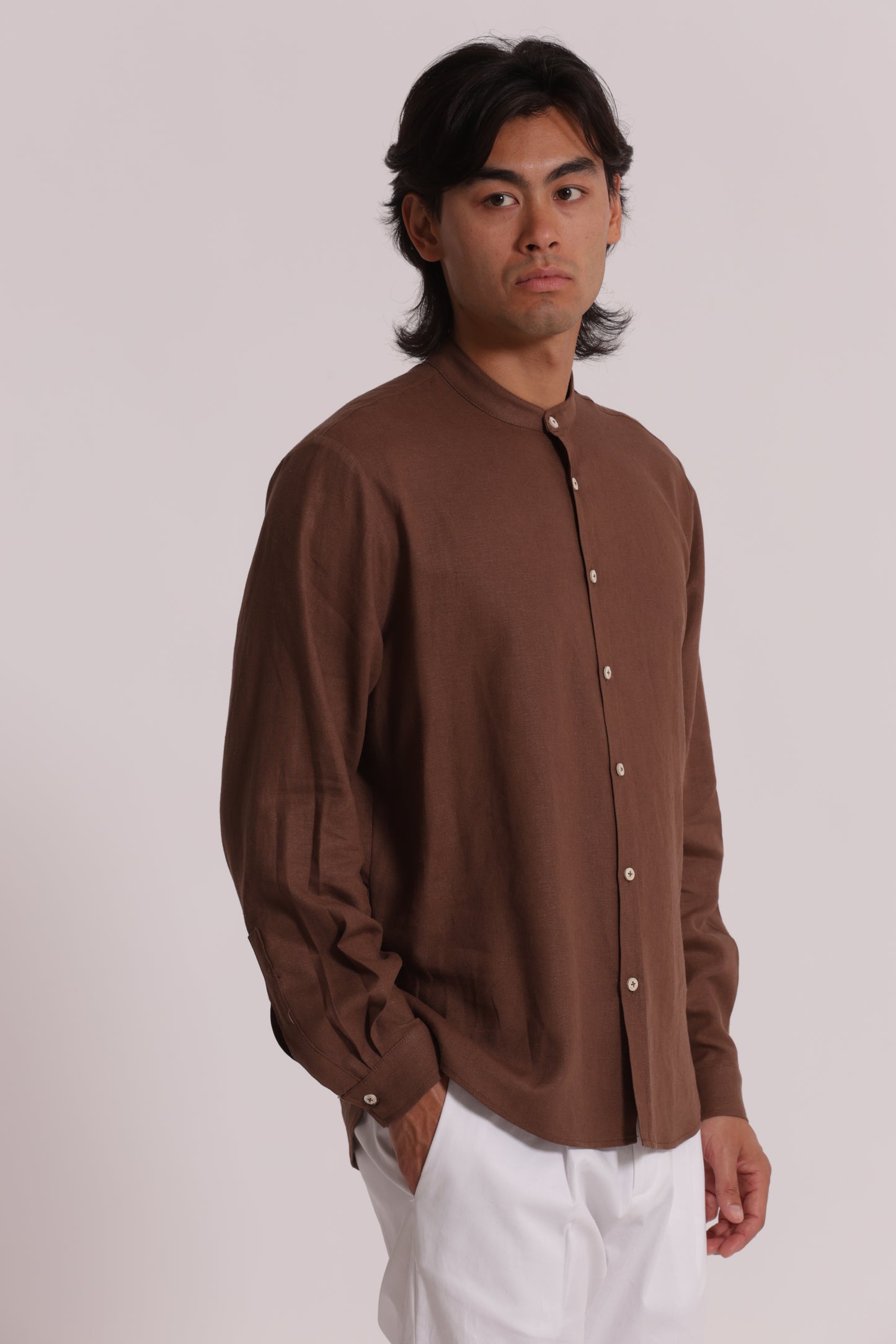 CAMICIA IN LINO COLLO COREANA