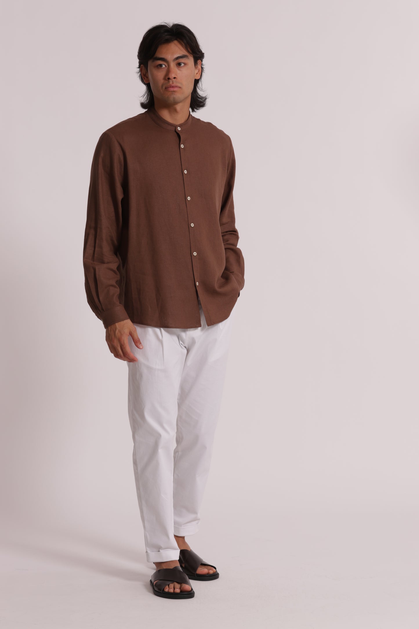 CAMICIA IN LINO COLLO COREANA