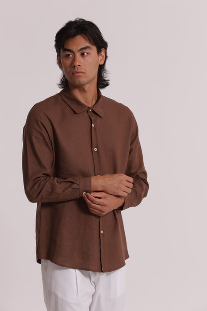 CAMICIA IN LINO CON MANICA LUNGA