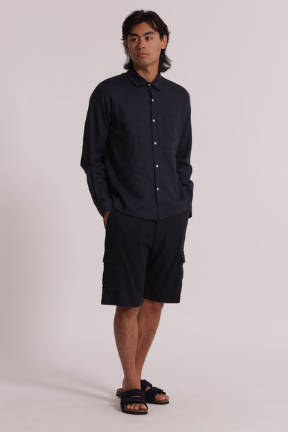 CAMICIA IN LINO CON MANICA LUNGA E TASCHINO