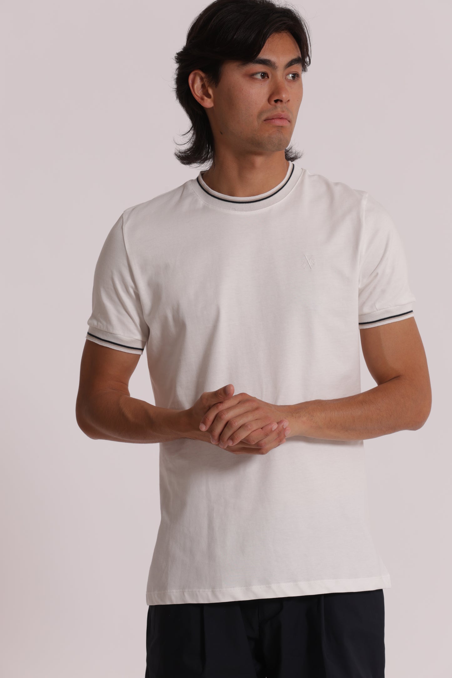 T-SHIRT IN COTONE FINITURA TRICOLORE