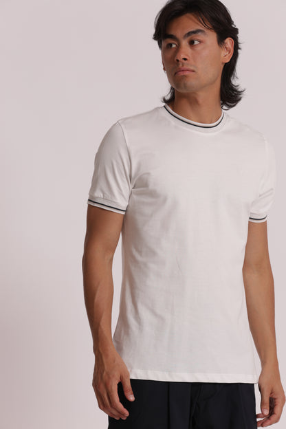 T-SHIRT IN COTONE FINITURA TRICOLORE