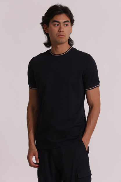 T-SHIRT IN COTONE FINITURA TRICOLORE