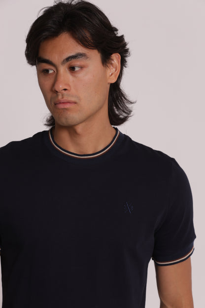 T-SHIRT IN COTONE FINITURA TRICOLORE