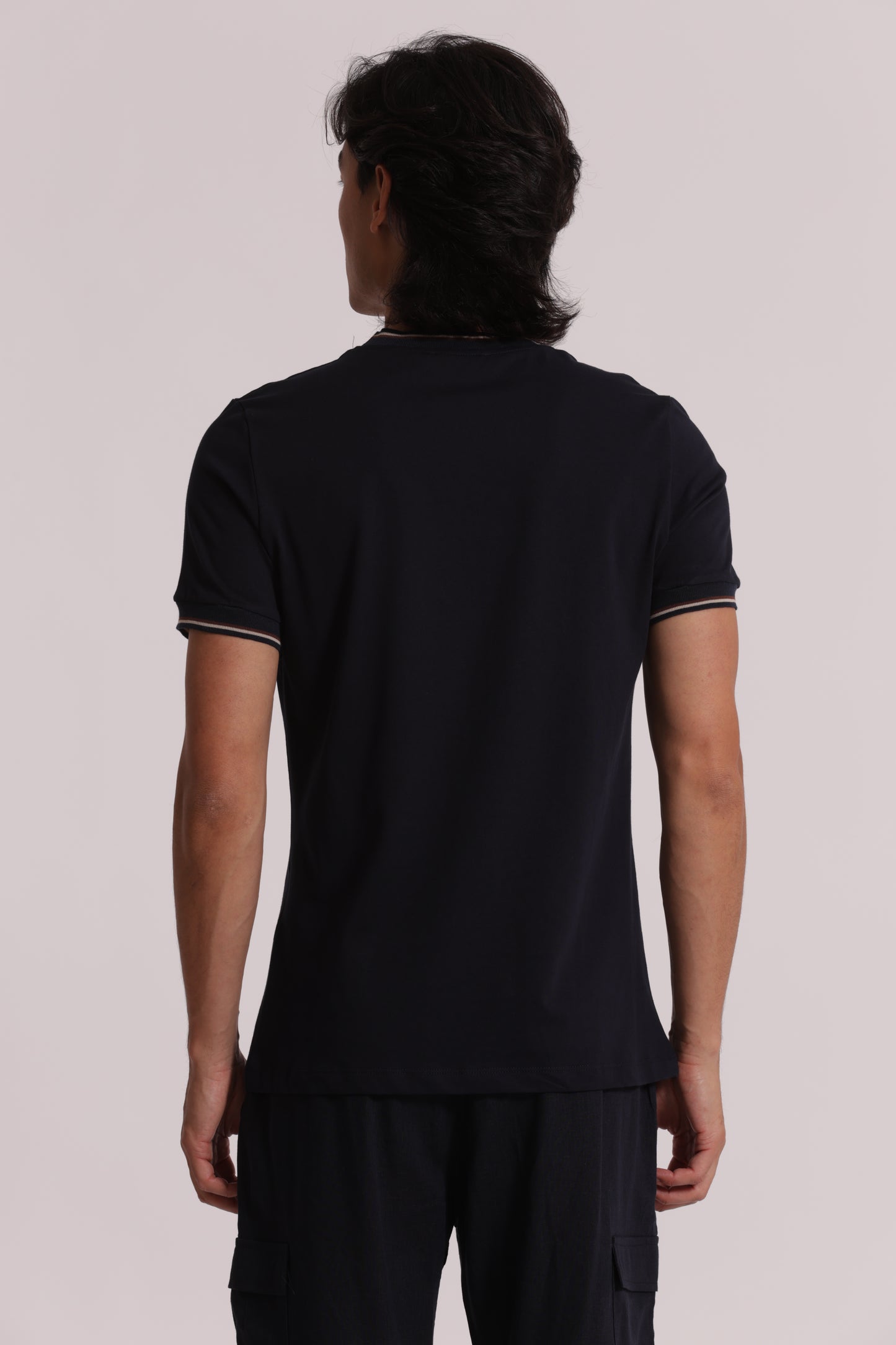 T-SHIRT IN COTONE FINITURA TRICOLORE