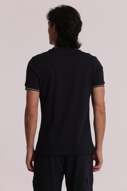 T-SHIRT IN COTONE FINITURA TRICOLORE