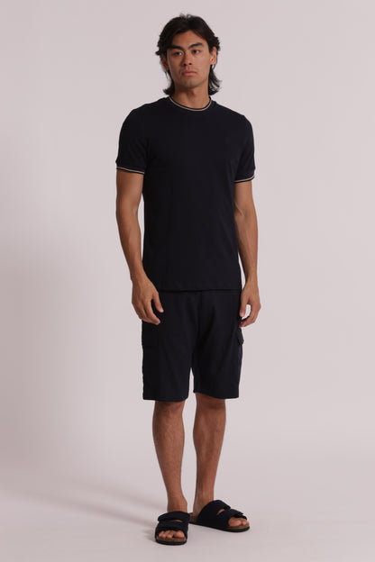 T-SHIRT IN COTONE FINITURA TRICOLORE