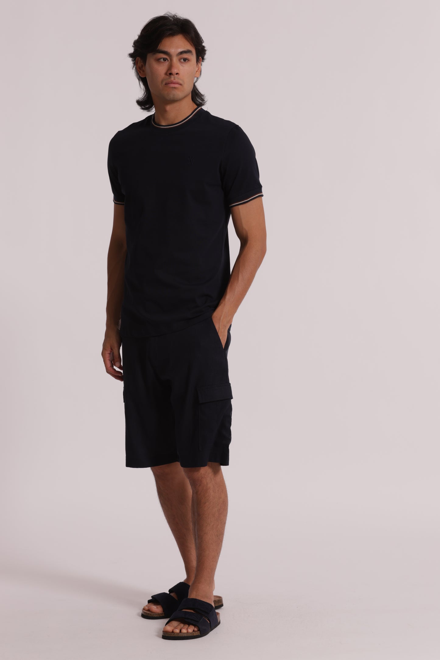 T-SHIRT IN COTONE FINITURA TRICOLORE