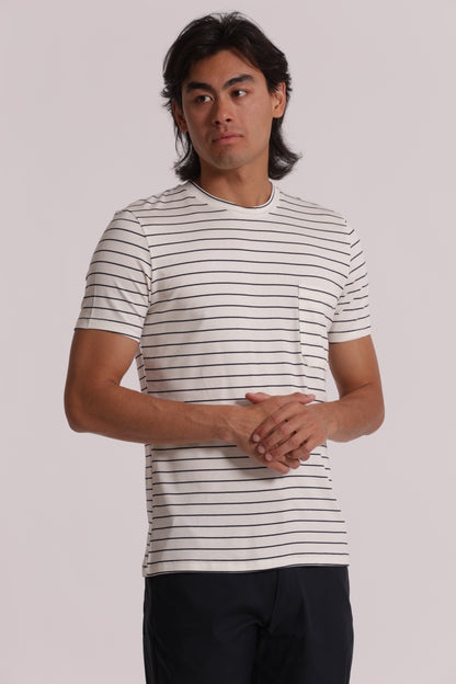 T-SHIRT GIROCOLLO CON TASCHINO MARINIERE