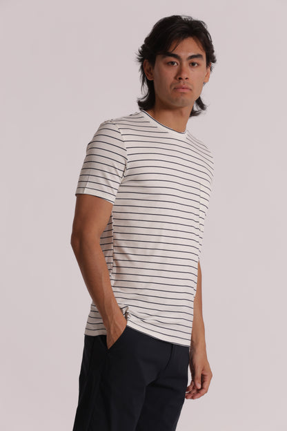T-SHIRT GIROCOLLO CON TASCHINO MARINIERE