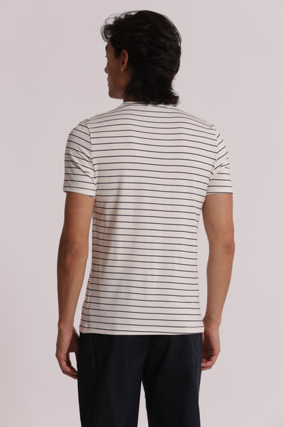 T-SHIRT GIROCOLLO CON TASCHINO MARINIERE