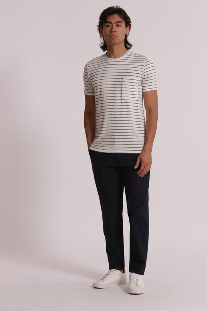 T-SHIRT GIROCOLLO CON TASCHINO MARINIERE