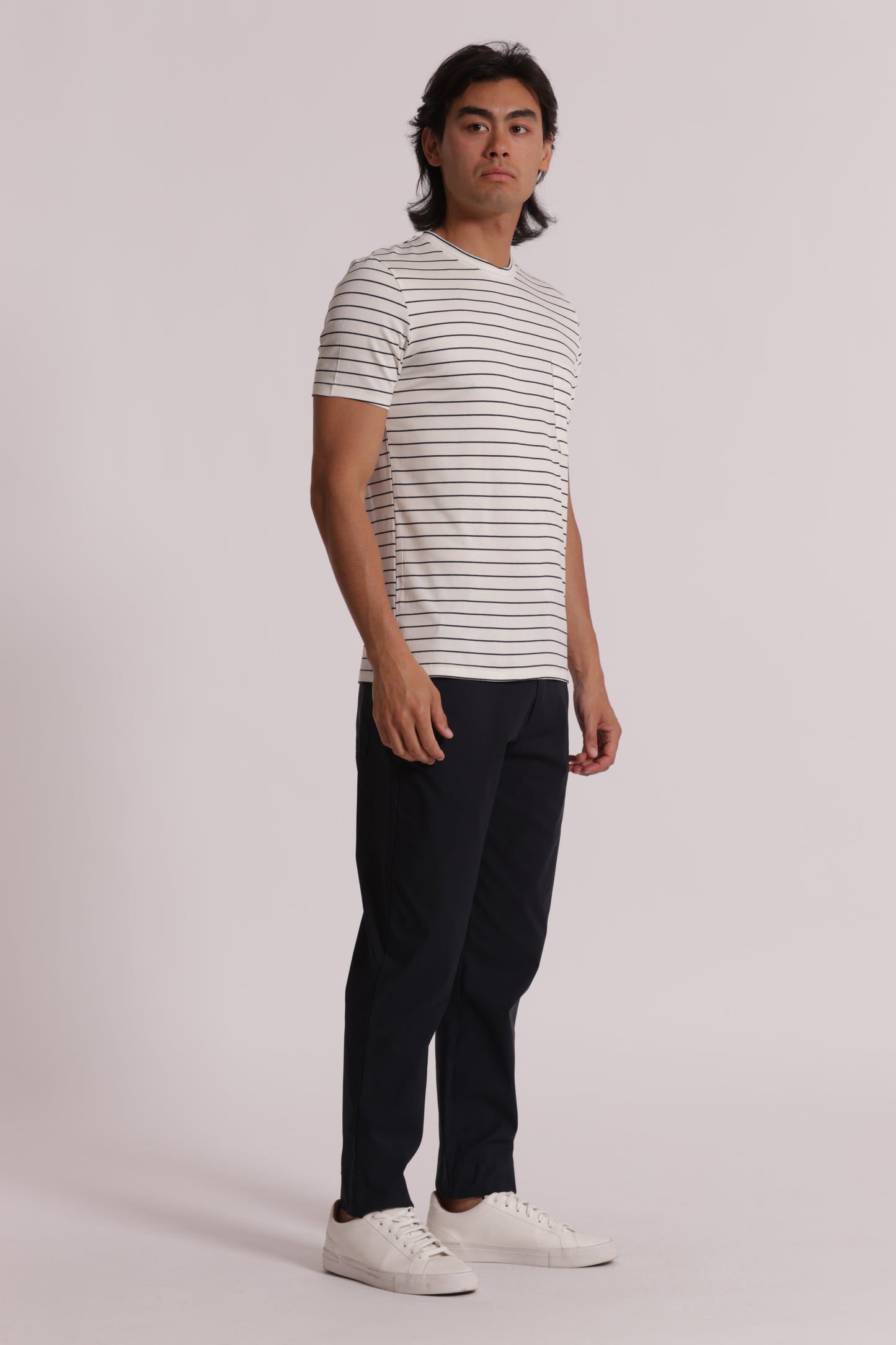 T-SHIRT GIROCOLLO CON TASCHINO MARINIERE