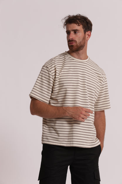 FELPA MANICA CORTA OVERSIZE CON RIGHE