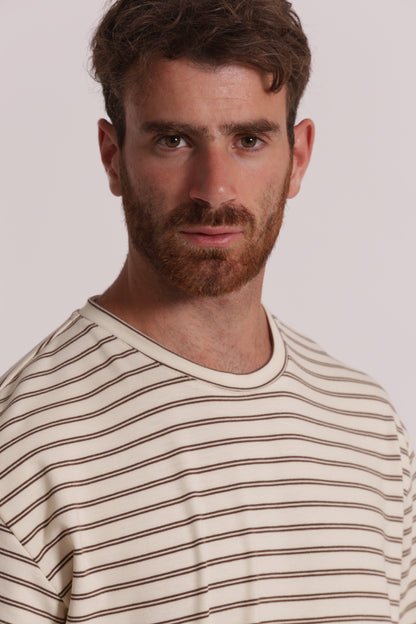 FELPA MANICA CORTA OVERSIZE CON RIGHE