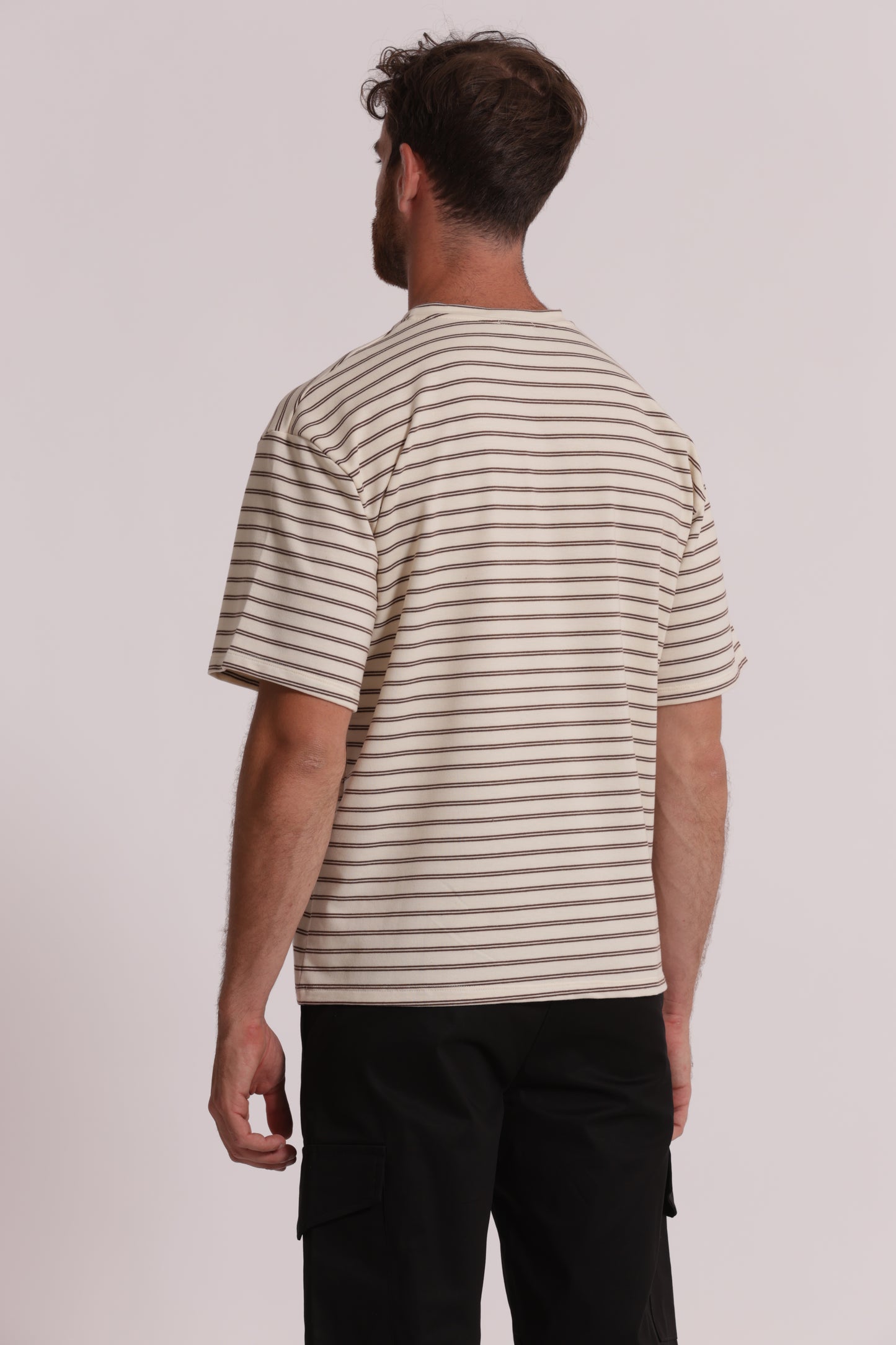 FELPA MANICA CORTA OVERSIZE CON RIGHE