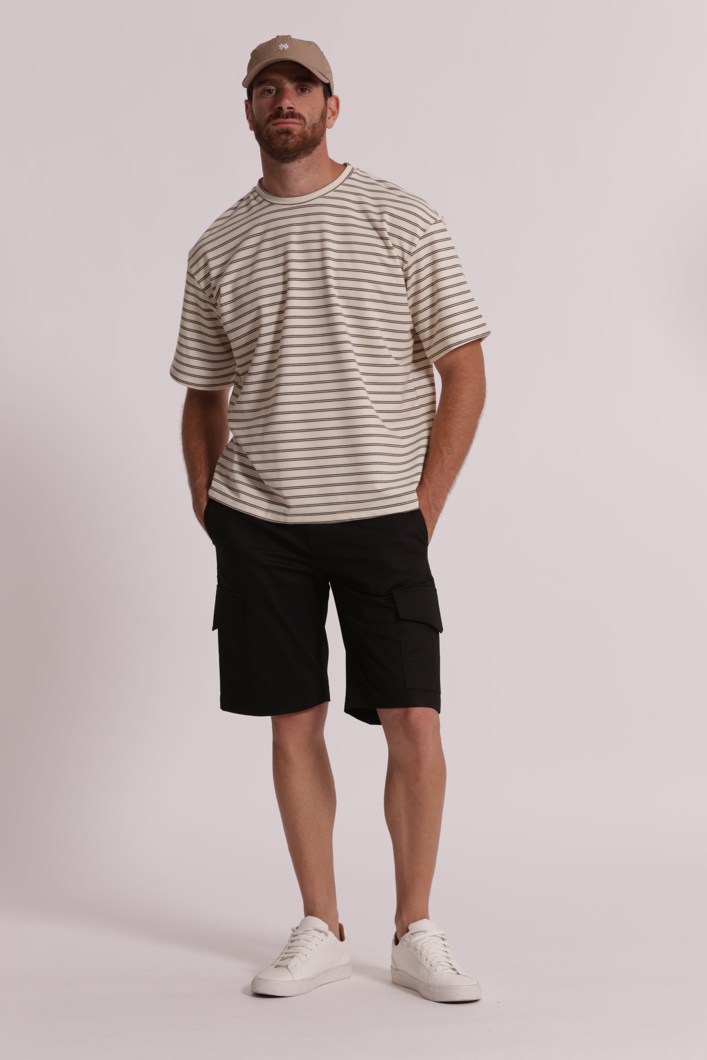 FELPA MANICA CORTA OVERSIZE CON RIGHE