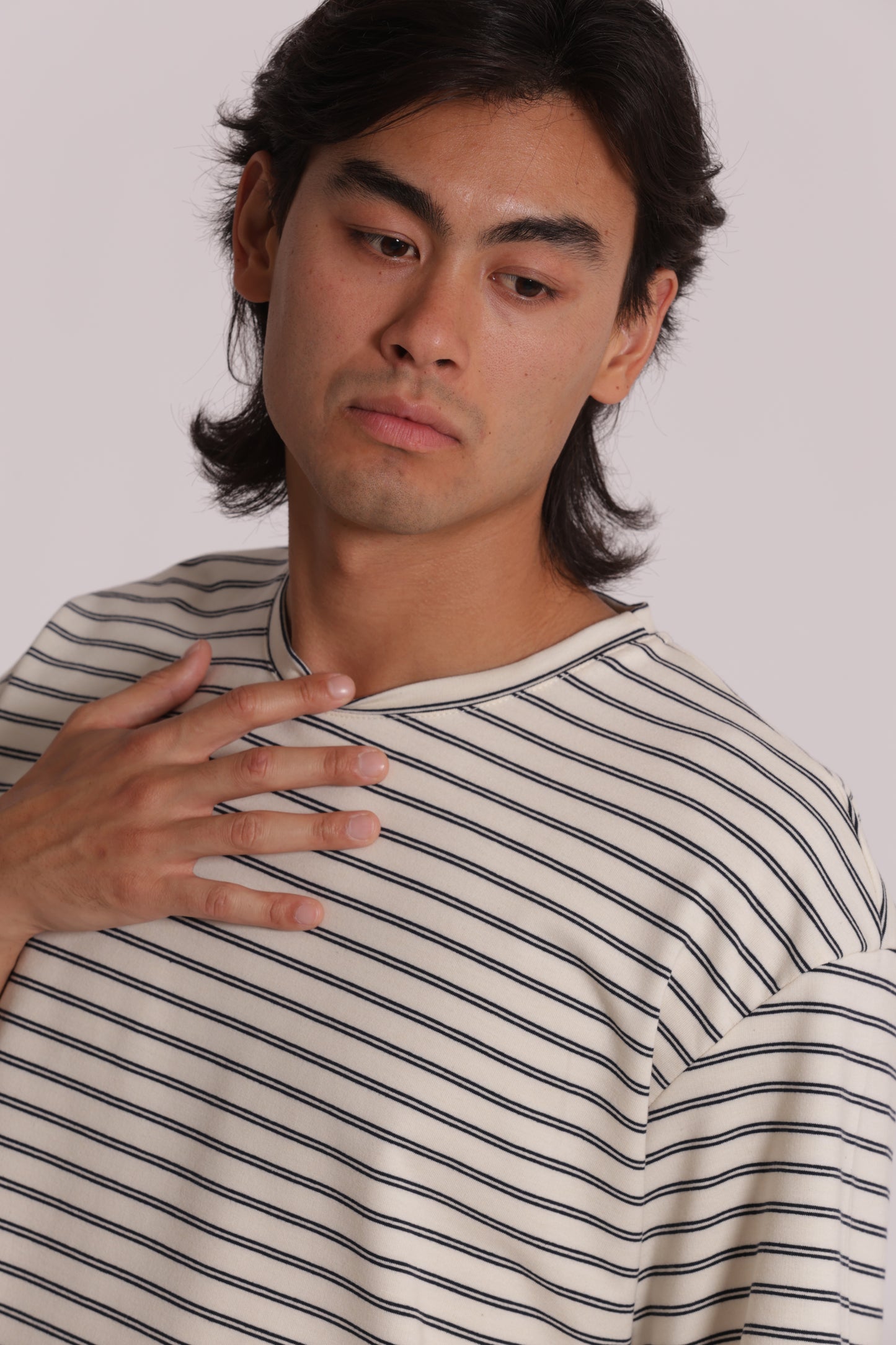 FELPA MANICA CORTA OVERSIZE CON RIGHE