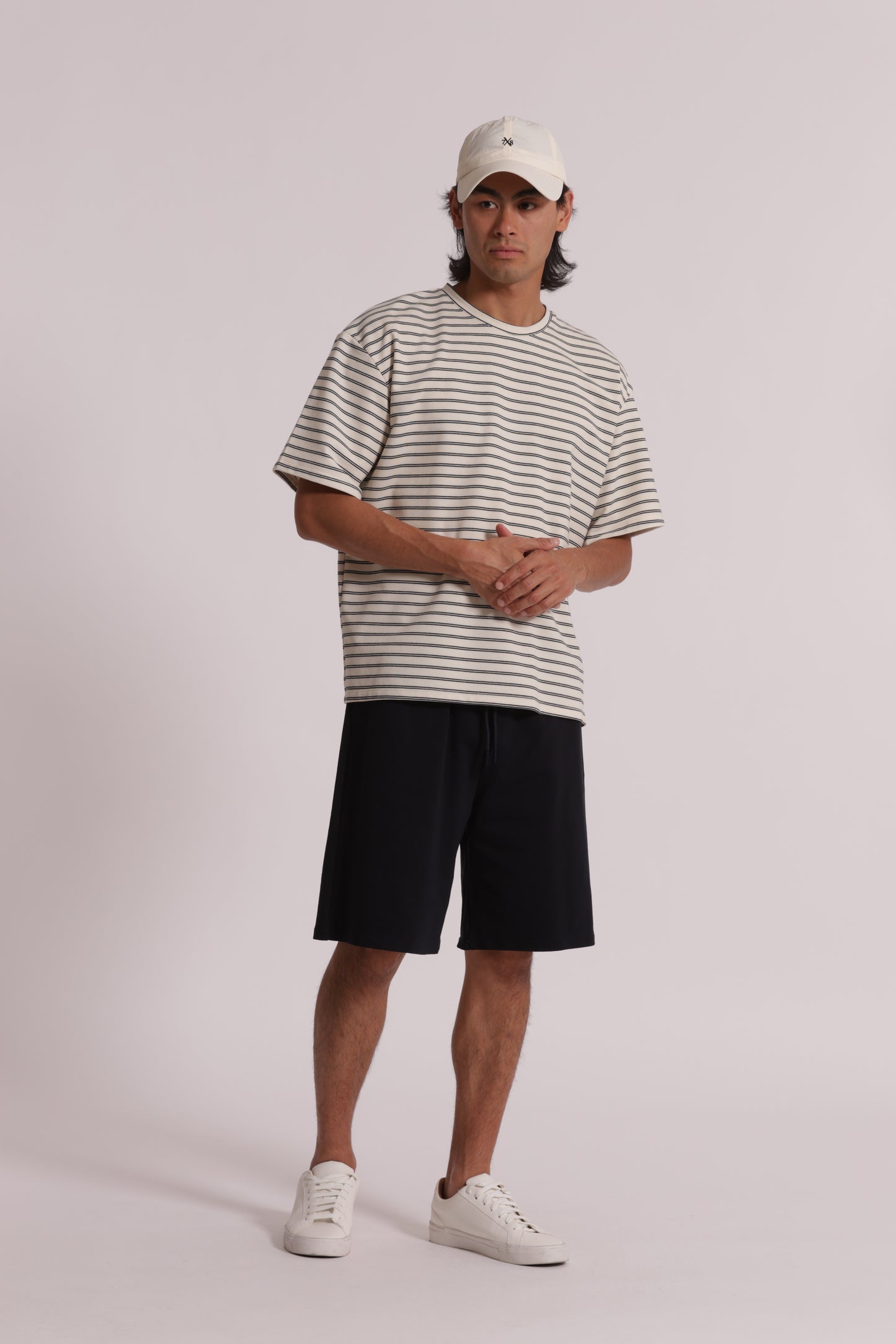 FELPA MANICA CORTA OVERSIZE CON RIGHE