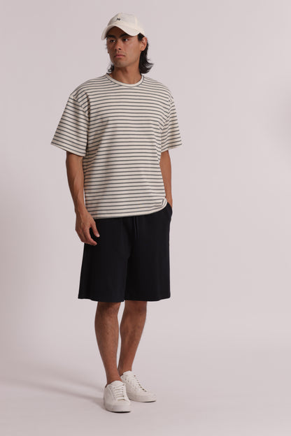 FELPA MANICA CORTA OVERSIZE CON RIGHE