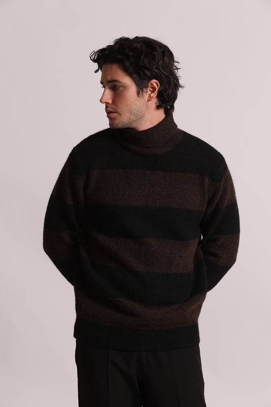 MAGLIONE DOLCEVITA A RIGHE
