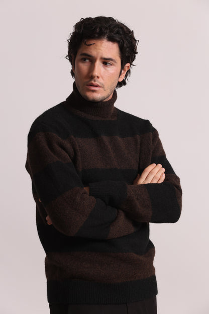 MAGLIONE DOLCEVITA A RIGHE