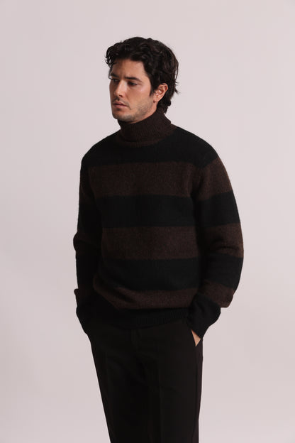 MAGLIONE DOLCEVITA A RIGHE