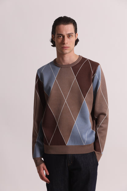 MAGLIONE GIROCOLLO A ROMBI